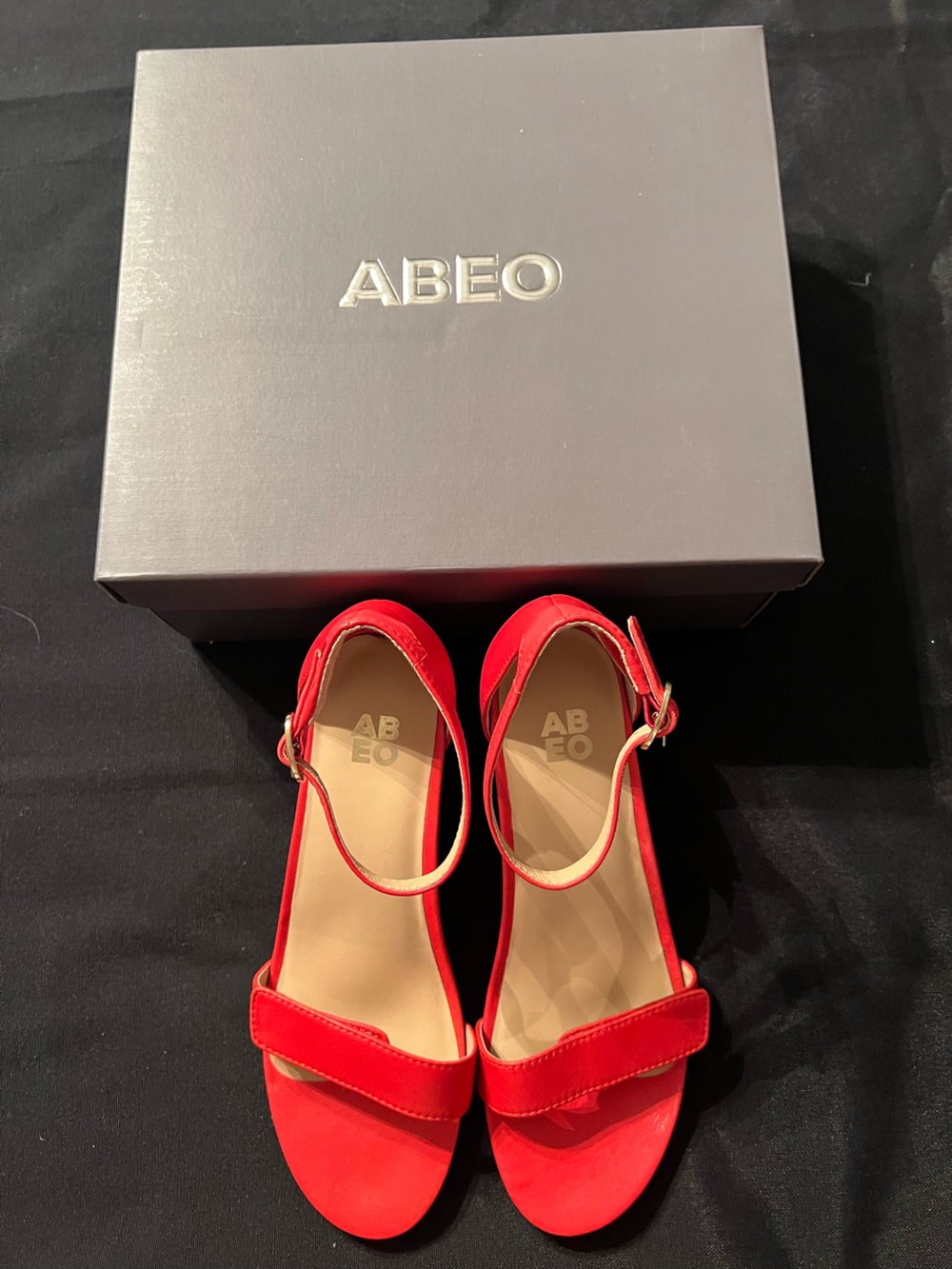 ABEO Women’s Red Ankle-Strap Block-Heel Sandals